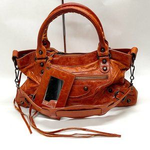 Balenciaga First Brown Leather City Moto 2 Way Shoulder Tote Bag 1452211 Vintage